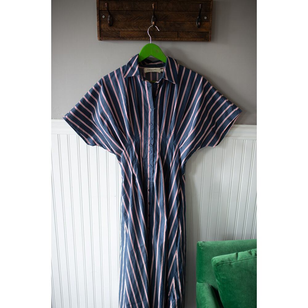 Anthropologie The Tobie Button-Front Pleated Shirt Dress by Exquise Medium - Picture 2 of 4